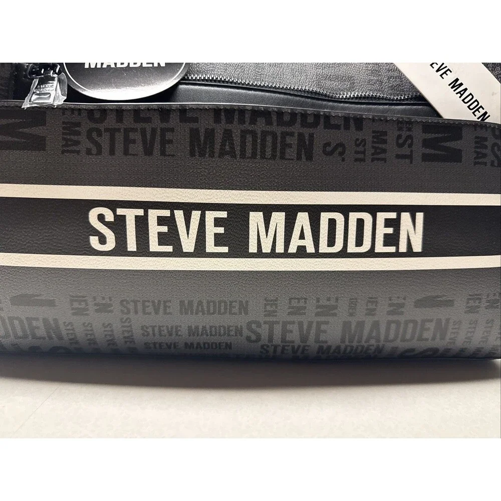 Steve Madden Black Bolivia Tote Logo Bag with Interior  Pouch Black